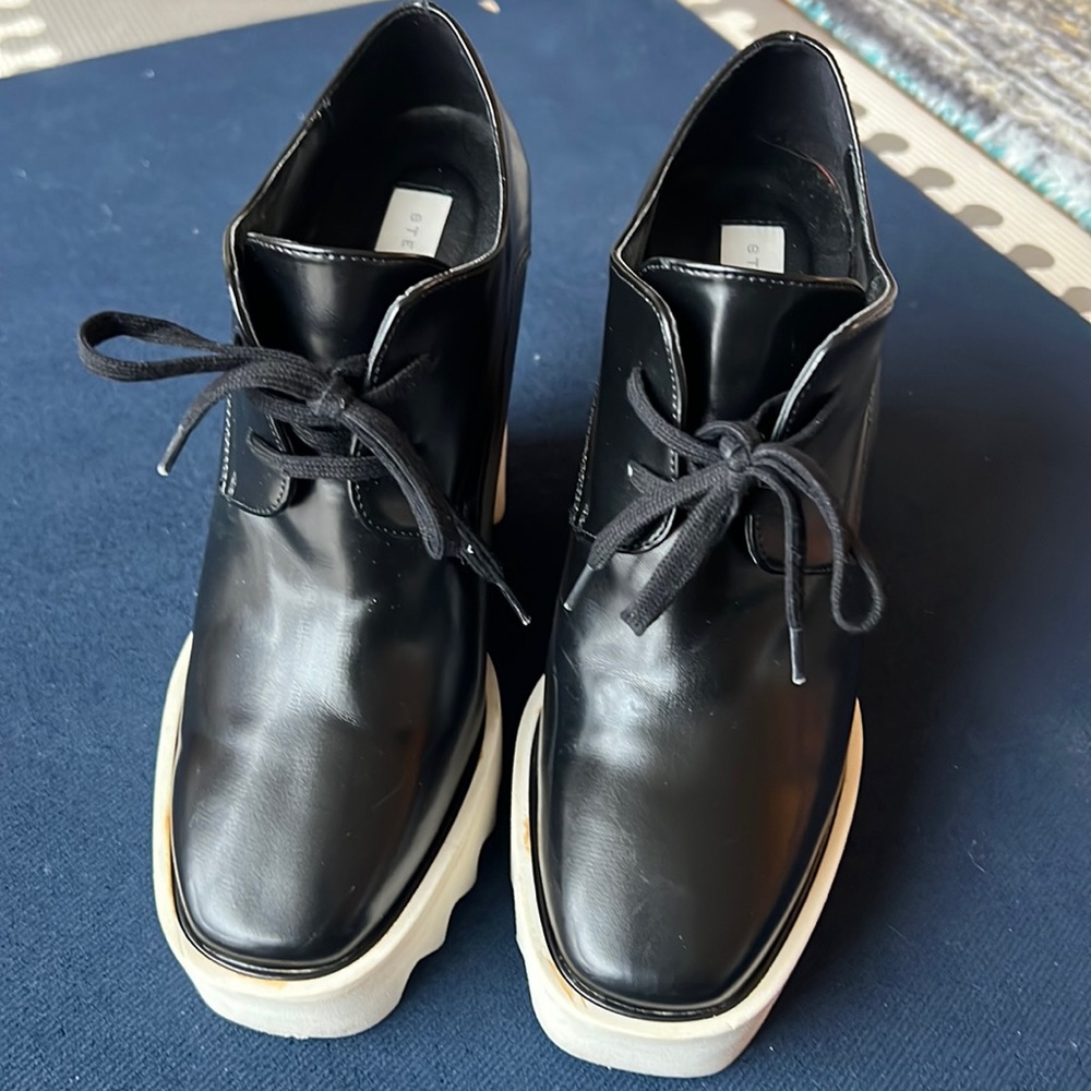 Stella Mc Cartney black leather platforms